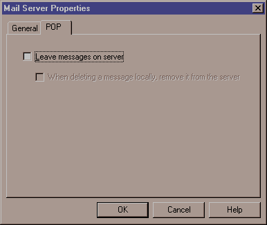 Mail Server Properties Dialog Box - POP Tab