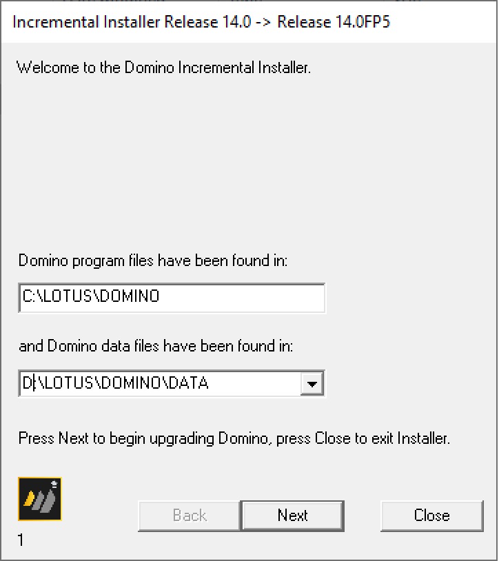 Incremental Installer - Welcome page of dialog