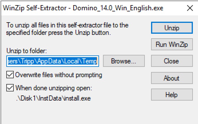 WinZip Self-Extractor - Domino 14 Windows English Installer